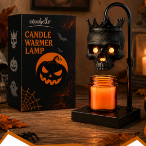 Skull Candle Warmer Lamp with Timer & Dimmer, (Crown Skull)