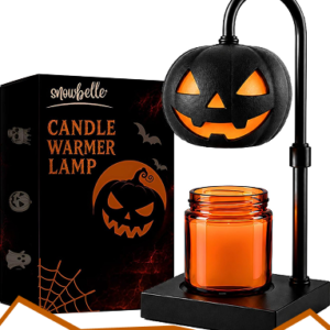 Pumpkin Candle Warmer Lamp with Timer & Dimmer, Black Jack O Lantern Electric Candle Wax Warmer for Jar Candles, Adjustable Height, Auto Shut Off, 2 Bulbs Included, Halloween Fall Decor (Jack-O)