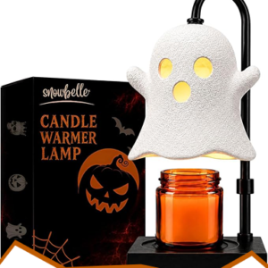 Ghost Candle Warmer Lamp with Timer & Dimmer, Cute White Electric Candle Wax Warmer for Jar Candles, Adjustable Height, Auto Shut Off, 2 Bulbs Included, Halloween Spooky Decor (Spooky Ghost)